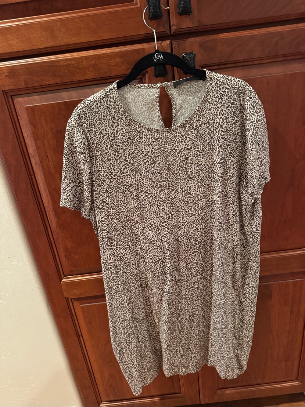 Jenni Kayne Beige and Brown Leopard Print Short Sleeve Silk Dress
